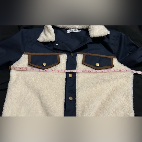 MISSLOOK Sherpa button up jacket white and blue small - Picture 4 of 6